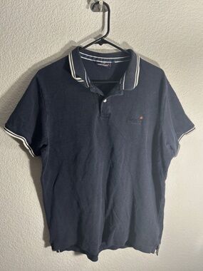 Superdry Men's Polo Shirt Dark Navy Blue Short Sleeved, Size XXXL (3XL)